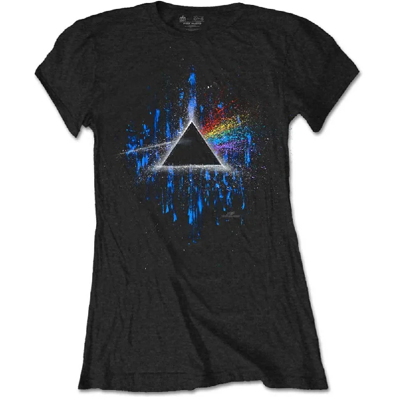 Pink Floyd Ladies T-Shirt: Dark Side of the Moon Blue Splatter Handmade Hand-knitted Hand-woven Pink Floyd Ladies T-Shirt: Dark Side of the Moon Blue Splatter Handmade Hand-knitted Hand-woven