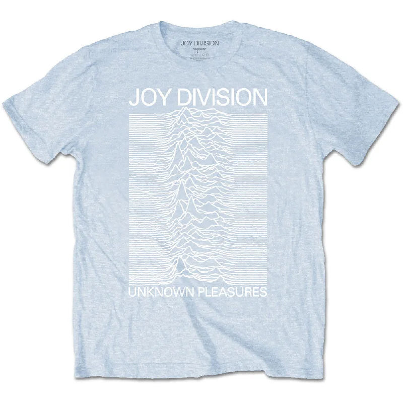 Joy Division | Official Band T-Shirt | Unknown Pleasures White On Blue Denim Fabric Leather Fabric Suede Fabric Joy Division | Official Band T-Shirt | Unknown Pleasures White On Blue Denim Fabric Leather Fabric Suede Fabric