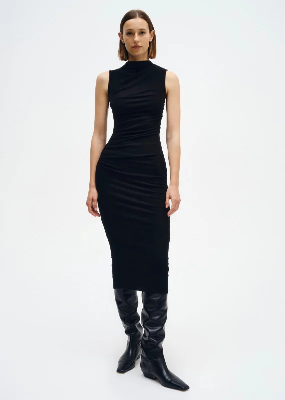Enza Costa Silk Knit Sleeveless Twist Midi Dress Stylish Striped Midi Dress