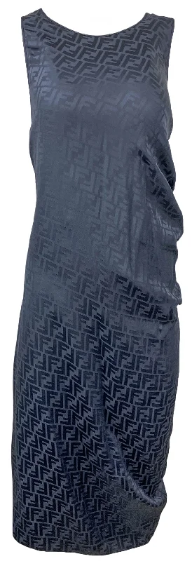 Fendi Draped FF Silk Ruched Midi Dress in Palmira Blue Comfortable Deep V Midi Dress Fendi Draped FF Silk Ruched Midi Dress in Palmira Blue Comfortable Deep V Midi Dress
