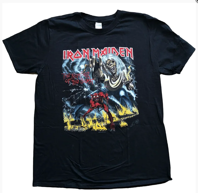 Iron Maiden | Official Band T-Shirt | Number of the Beast Cotton Fabric Linen Fabric Terry Fabric Iron Maiden | Official Band T-Shirt | Number of the Beast Cotton Fabric Linen Fabric Terry Fabric