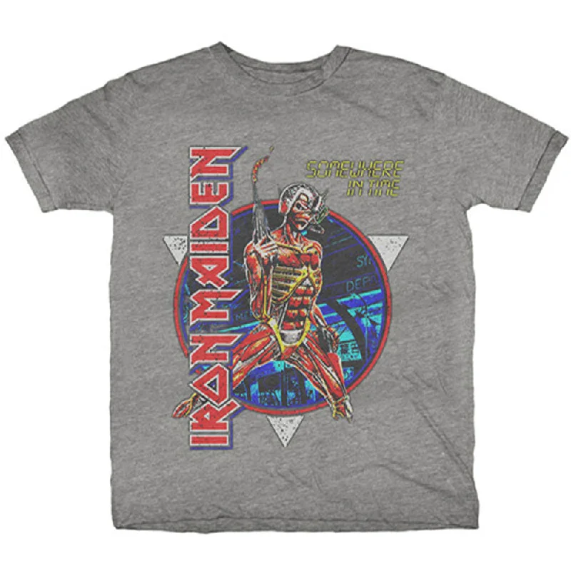 Iron Maiden | Official Band T-Shirt | Somewhere in Time Notch Collar Peter Pan Collar Cowl Neck Iron Maiden | Official Band T-Shirt | Somewhere in Time Notch Collar Peter Pan Collar Cowl Neck