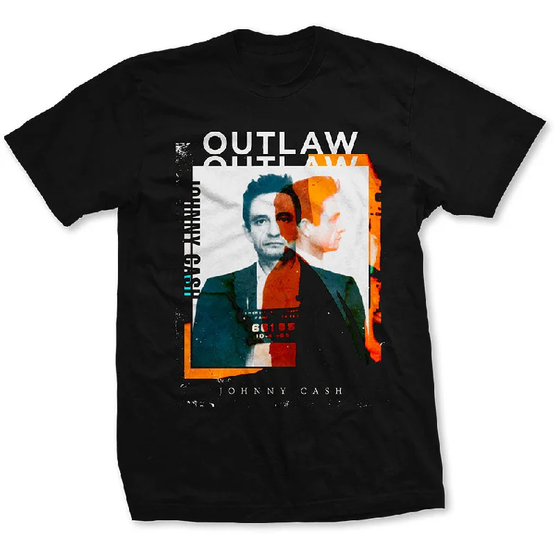 Johnny Cash | Official Band T-shirt | Outlaw Photo Ribbed T-Shirt High Neck Heavyweight Johnny Cash | Official Band T-shirt | Outlaw Photo Ribbed T-Shirt High Neck Heavyweight