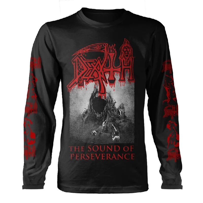 Death Unisex Long Sleeved T-shirt: The Sound Of Perseverance (back print) Houndstooth Herringbone Solid Death Unisex Long Sleeved T-shirt: The Sound Of Perseverance (back print) Houndstooth Herringbone Solid