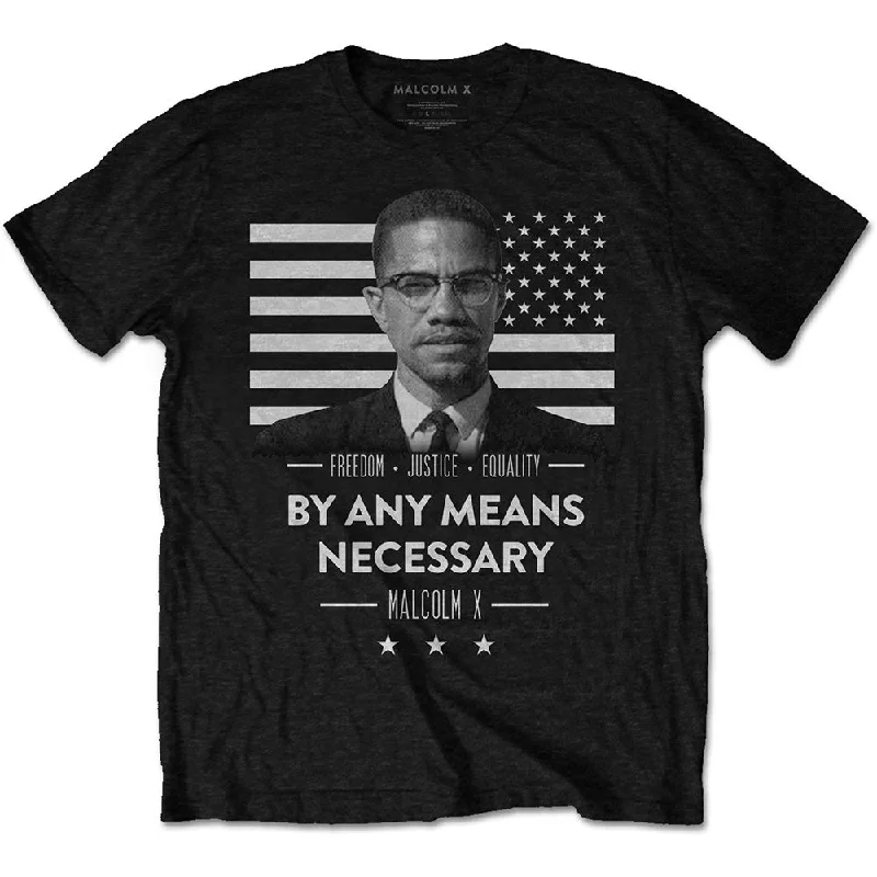 Malcolm X | Official Band T-Shirt | By Any Means Necessary Spandex Blend Rayon Blend Denim Blend Malcolm X | Official Band T-Shirt | By Any Means Necessary Spandex Blend Rayon Blend Denim Blend