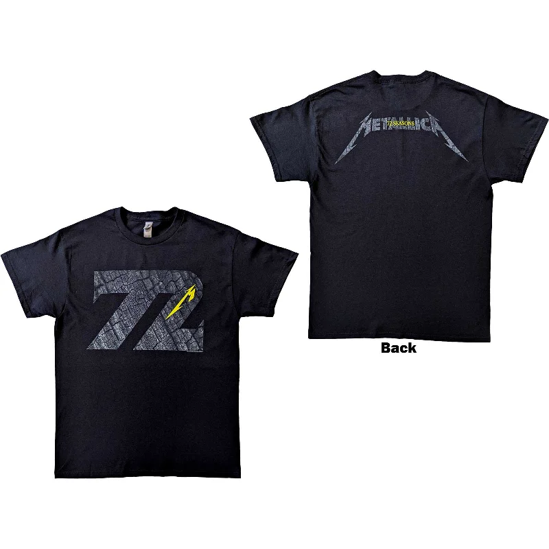 Metallica | Official Band T-Shirt | 72 Seasons Charred Logo (Back Print) Front Pockets Side Pockets Patch Pockets Metallica | Official Band T-Shirt | 72 Seasons Charred Logo (Back Print) Front Pockets Side Pockets Patch Pockets