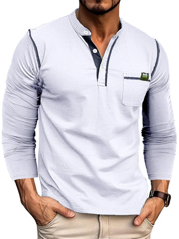Men's Henley Color Block Knitted Long Sleeve T-Shirt Chenille Blend Fleece Blend Nylon Blend Men's Henley Color Block Knitted Long Sleeve T-Shirt Chenille Blend Fleece Blend Nylon Blend