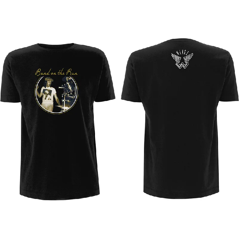 Paul McCartney | Official Band T-Shirt | Wings Band on the Run (Back Print) Elegant Classic Vintage Paul McCartney | Official Band T-Shirt | Wings Band on the Run (Back Print) Elegant Classic Vintage