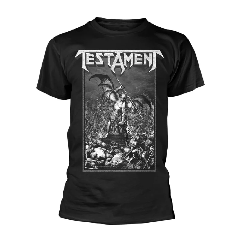 Testament Unisex T-shirt: Pitchfork Horns (back print) Zippered Front Buttoned Front Snap Front Testament Unisex T-shirt: Pitchfork Horns (back print) Zippered Front Buttoned Front Snap Front