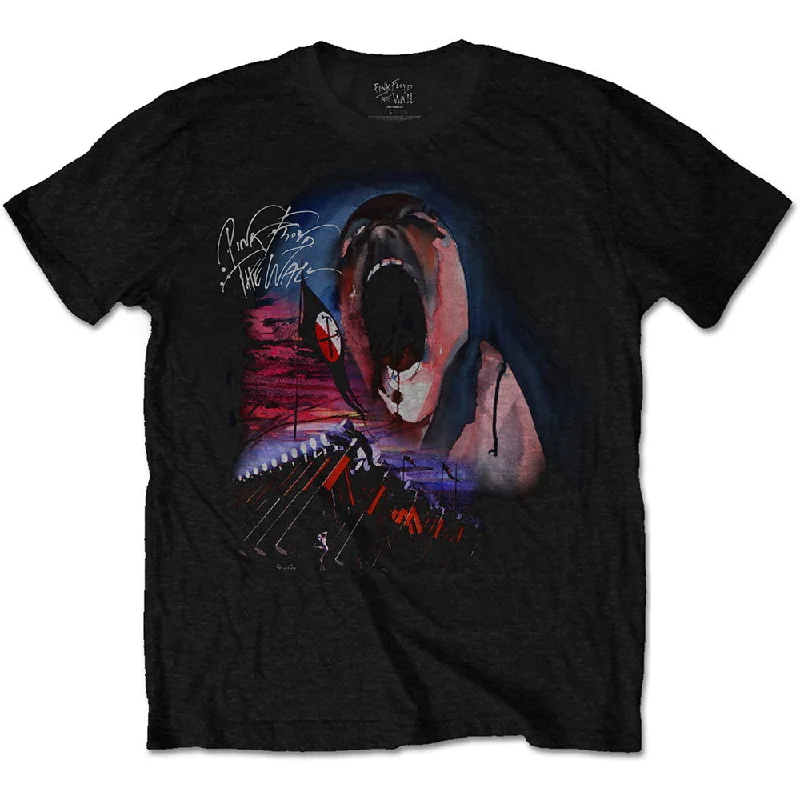 Pink Floyd | Official Band T-Shirt | The Wall Scream & Hammers Thin T-Shirt Open Front Quick Dry Pink Floyd | Official Band T-Shirt | The Wall Scream & Hammers Thin T-Shirt Open Front Quick Dry
