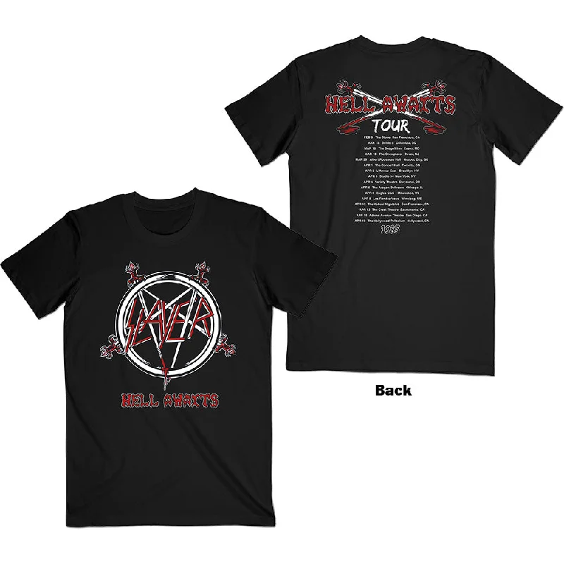 Slayer | Official Band T-Shirt | Hell Awaits Tour (Back Print) Fleece Fabric Down Fabric Feather Fabric Slayer | Official Band T-Shirt | Hell Awaits Tour (Back Print) Fleece Fabric Down Fabric Feather Fabric