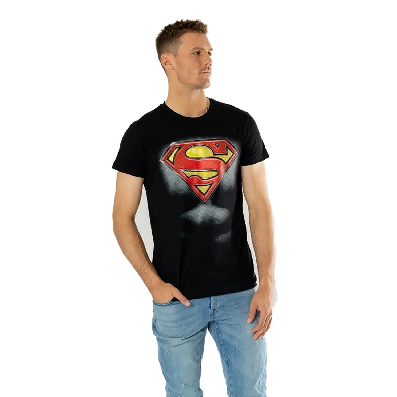 Mens Black Superman T-Shirt DC Superhero Costume Welt Pockets Slit Pockets Flap Pockets Mens Black Superman T-Shirt DC Superhero Costume Welt Pockets Slit Pockets Flap Pockets