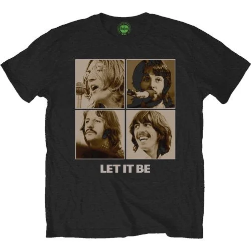 The Beatles | Official Band T-Shirt | Let It Be Sepia Mesh Blend Leather Blend Suede Blend The Beatles | Official Band T-Shirt | Let It Be Sepia Mesh Blend Leather Blend Suede Blend