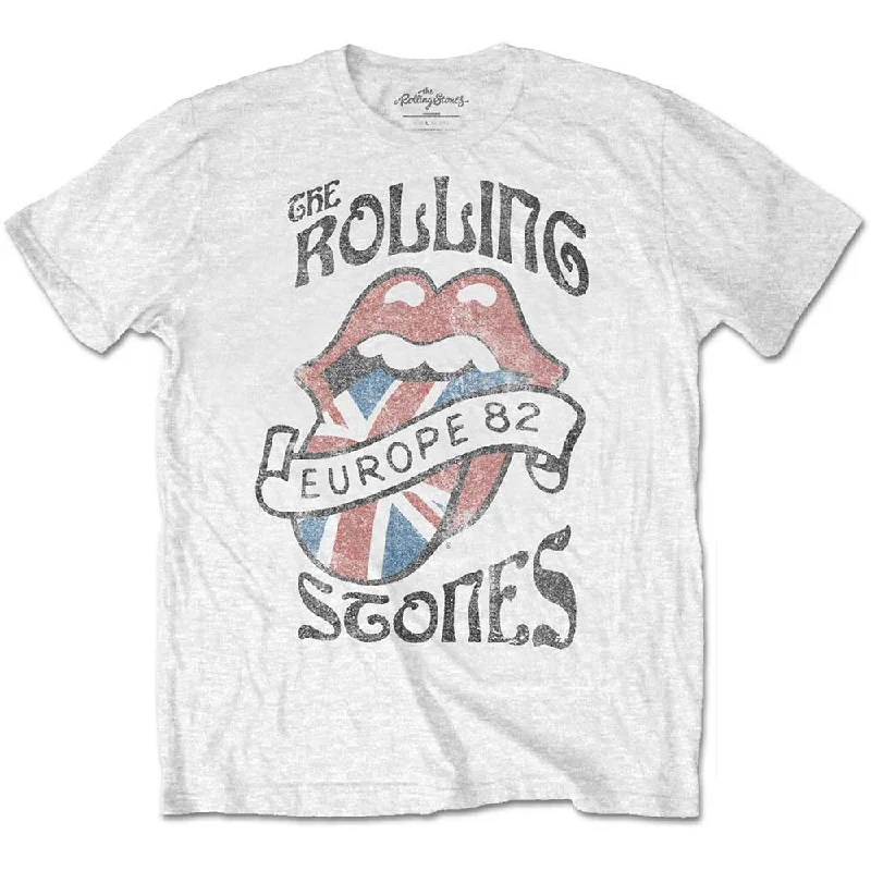 The Rolling Stones | Official Band T-Shirt | Europe 82 Collared T-Shirt Boat Neck A-Line The Rolling Stones | Official Band T-Shirt | Europe 82 Collared T-Shirt Boat Neck A-Line
