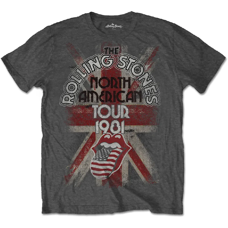 The Rolling Stones | Official Band T-Shirt | North American Tour 1981 Graphic T-Shirt Round Neck Polyester The Rolling Stones | Official Band T-Shirt | North American Tour 1981 Graphic T-Shirt Round Neck Polyester