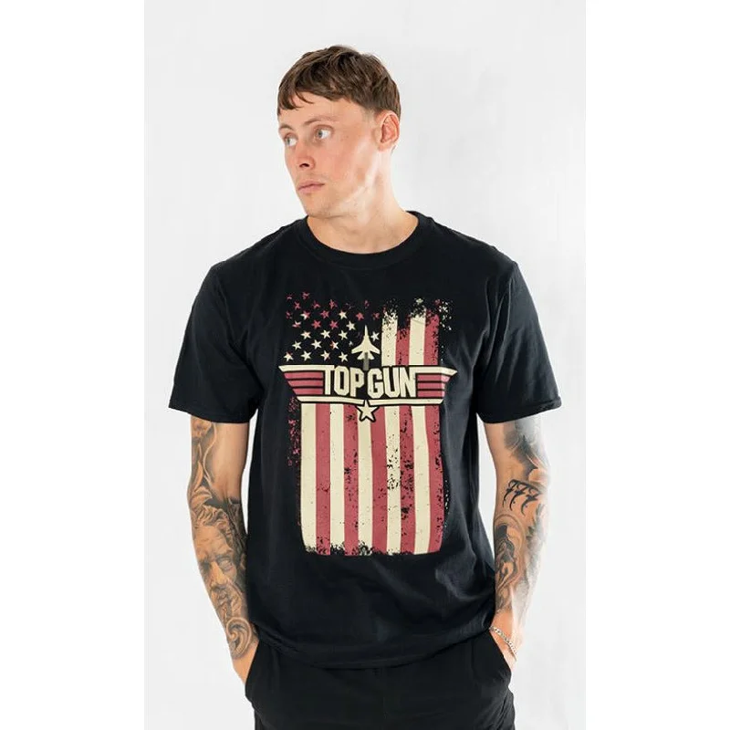 Unisex Top Gun Flag Black T-Shirt Fancy Dress Costume Front Pockets Side Pockets Patch Pockets Unisex Top Gun Flag Black T-Shirt Fancy Dress Costume Front Pockets Side Pockets Patch Pockets