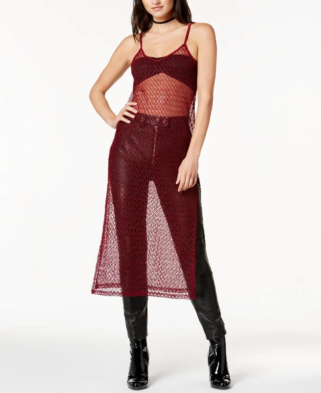 Fishnet Midi Dress Cozy Wide Strap Midi Dress