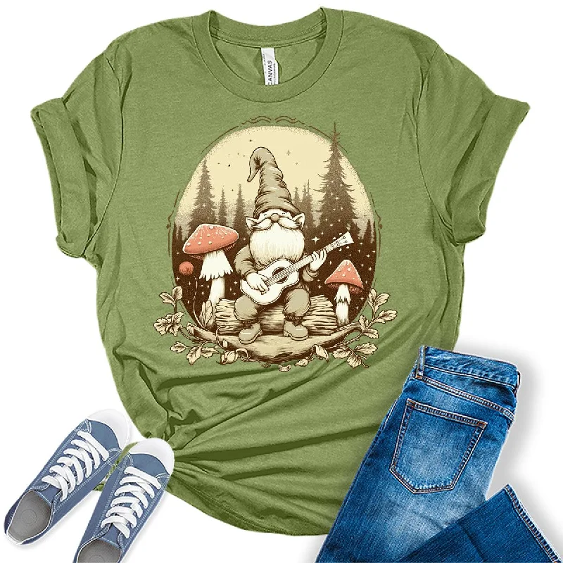 Women's Cottagecore Gnome Mushroom Fall Graphic Tees Wool Fabric Cashmere Fabric Tweed Fabric Women's Cottagecore Gnome Mushroom Fall Graphic Tees Wool Fabric Cashmere Fabric Tweed Fabric