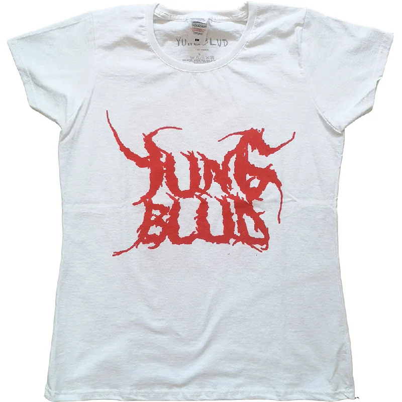 Yungblud Ladies T-Shirt: DEADHAPPY (Back Print) Spandex Blend Rayon Blend Denim Blend Yungblud Ladies T-Shirt: DEADHAPPY (Back Print) Spandex Blend Rayon Blend Denim Blend