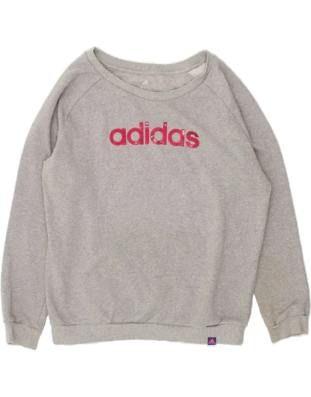 ADIDAS Womens Climalite Graphic Sweatshirt Jumper UK 20/22 XL Grey Cotton Oversized Hoodie Comfort Casual ADIDAS Womens Climalite Graphic Sweatshirt Jumper UK 20/22 XL Grey Cotton Oversized Hoodie Comfort Casual