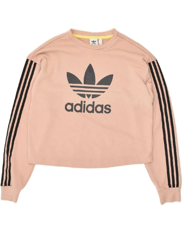 ADIDAS Womens Crop Graphic Sweatshirt Jumper UK 12 Medium Beige Cotton Hoodie with V-Neck Classic Versatile ADIDAS Womens Crop Graphic Sweatshirt Jumper UK 12 Medium Beige Cotton Hoodie with V-Neck Classic Versatile