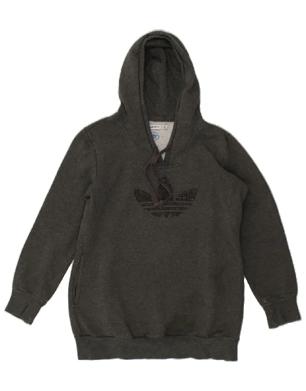 ADIDAS Womens Graphic Hoodie Jumper EU 40 Medium Grey Cotton Hoodie with Elastic Waist Stretchable Comfortable ADIDAS Womens Graphic Hoodie Jumper EU 40 Medium Grey Cotton Hoodie with Elastic Waist Stretchable Comfortable