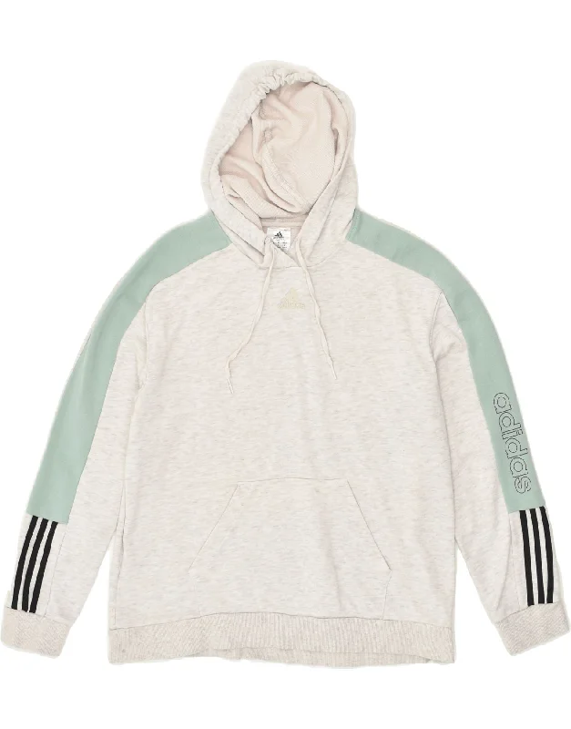 ADIDAS Womens Graphic Hoodie Jumper UK 12/14 Medium Grey Colourblock Hoodie with Exposed Zipper Edgy Industrial ADIDAS Womens Graphic Hoodie Jumper UK 12/14 Medium Grey Colourblock Hoodie with Exposed Zipper Edgy Industrial