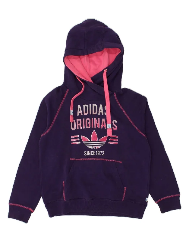 ADIDAS Womens Graphic Hoodie Jumper UK 12 Medium Purple Cotton Hoodie with Hem Fringe Bohemian Relaxed ADIDAS Womens Graphic Hoodie Jumper UK 12 Medium Purple Cotton Hoodie with Hem Fringe Bohemian Relaxed