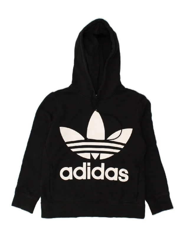 ADIDAS Womens Graphic Hoodie Jumper UK 6 XS Black Cotton Hoodie with V-Neck Classic Versatile ADIDAS Womens Graphic Hoodie Jumper UK 6 XS Black Cotton Hoodie with V-Neck Classic Versatile
