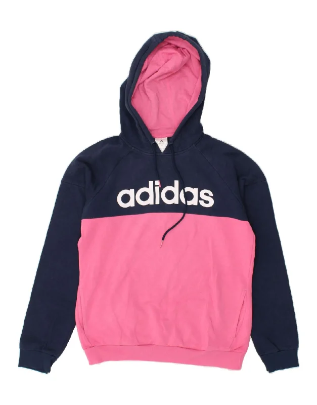ADIDAS Womens Graphic Hoodie Jumper UK 8/10 Small Pink Colourblock Hoodie with Hem Contrast Bold Stylish ADIDAS Womens Graphic Hoodie Jumper UK 8/10 Small Pink Colourblock Hoodie with Hem Contrast Bold Stylish