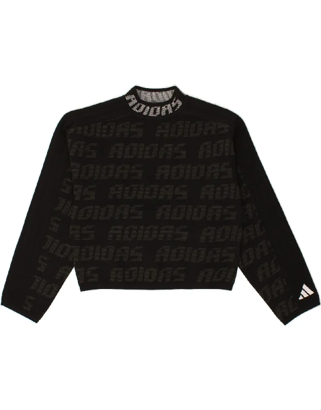 ADIDAS Womens Graphic Sweatshirt Jumper UK 8/10 Small Black Polyester Hoodie with Monochrome Minimalist Simple ADIDAS Womens Graphic Sweatshirt Jumper UK 8/10 Small Black Polyester Hoodie with Monochrome Minimalist Simple