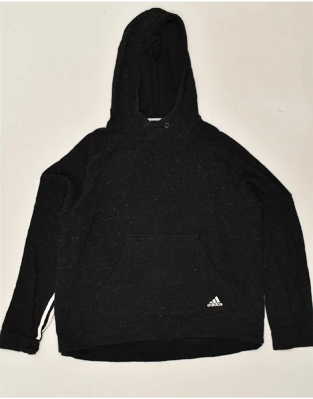 ADIDAS Womens Hoodie Jumper UK 16/18 Large Black Flecked Cotton Hoodie with Relaxed Fit Easy Casual ADIDAS Womens Hoodie Jumper UK 16/18 Large Black Flecked Cotton Hoodie with Relaxed Fit Easy Casual