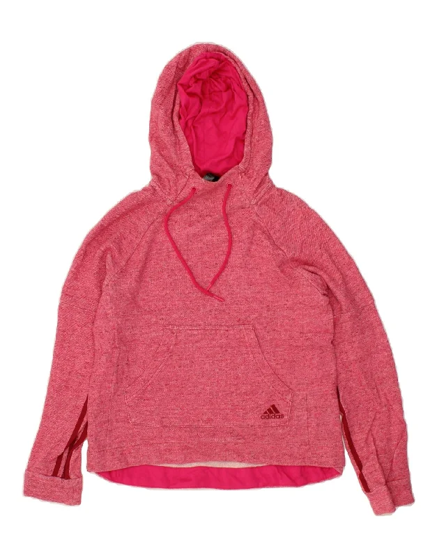ADIDAS Womens Hoodie Jumper UK 8/10 Small Pink Flecked Polyester Hoodie with Slit Hem Functional Movement ADIDAS Womens Hoodie Jumper UK 8/10 Small Pink Flecked Polyester Hoodie with Slit Hem Functional Movement