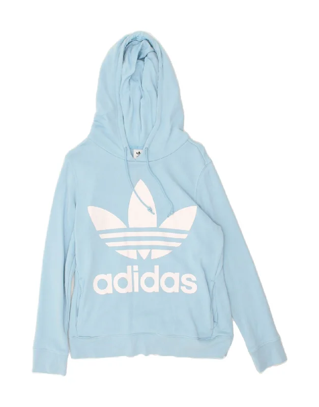 ADIDAS Womens Loose Fit Graphic Hoodie Jumper UK 10 Small Blue Cotton Hoodie with Hem Ribbing Snug Secure ADIDAS Womens Loose Fit Graphic Hoodie Jumper UK 10 Small Blue Cotton Hoodie with Hem Ribbing Snug Secure