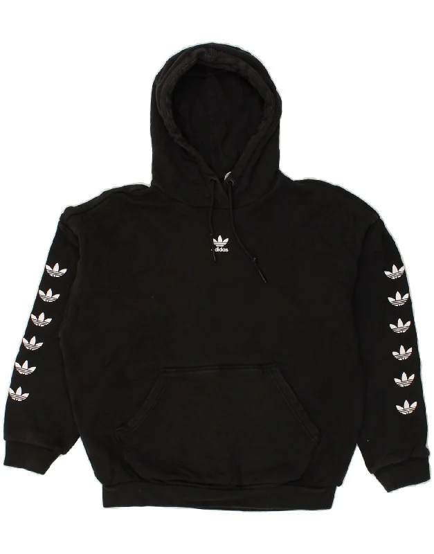ADIDAS Womens Oversized Graphic Hoodie Jumper UK 10 Small Black Cotton Hoodie with Ribbed Neckline Snug Warm ADIDAS Womens Oversized Graphic Hoodie Jumper UK 10 Small Black Cotton Hoodie with Ribbed Neckline Snug Warm