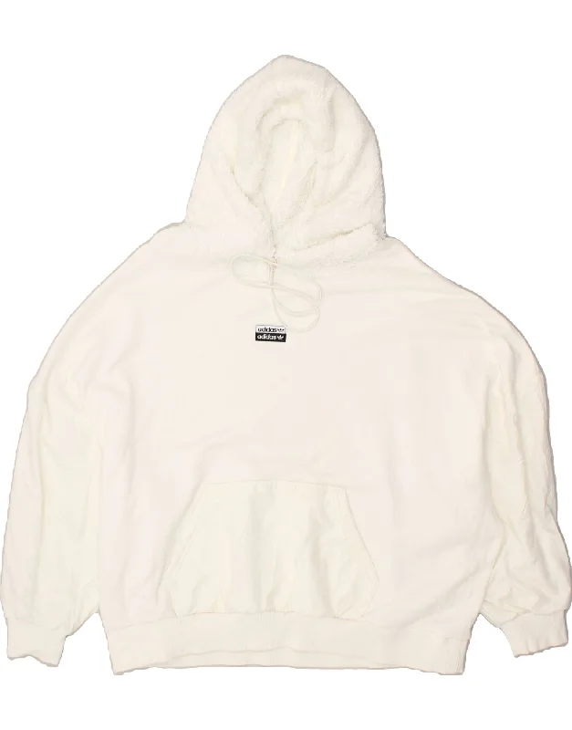ADIDAS Womens Oversized Hoodie Jumper UK 10 Small White Cotton Hoodie with Relaxed Fit Easy Casual ADIDAS Womens Oversized Hoodie Jumper UK 10 Small White Cotton Hoodie with Relaxed Fit Easy Casual