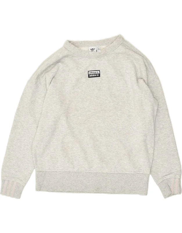 ADIDAS Womens Sweatshirt Jumper UK 6 XS Grey Cotton Hoodie with Cropped Fit Short Trendy ADIDAS Womens Sweatshirt Jumper UK 6 XS Grey Cotton Hoodie with Cropped Fit Short Trendy