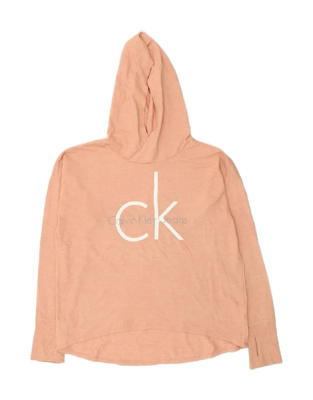 CALVIN KLEIN JEANS Womens Graphic Hoodie Jumper UK 10 Small Beige Hoodie Jacket Zipper Layering CALVIN KLEIN JEANS Womens Graphic Hoodie Jumper UK 10 Small Beige Hoodie Jacket Zipper Layering
