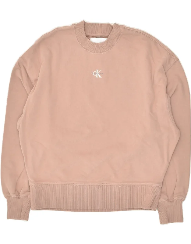 CALVIN KLEIN Womens Sweatshirt Jumper UK 6 XS Beige Hoodie with Frayed Bohemian Relaxed CALVIN KLEIN Womens Sweatshirt Jumper UK 6 XS Beige Hoodie with Frayed Bohemian Relaxed