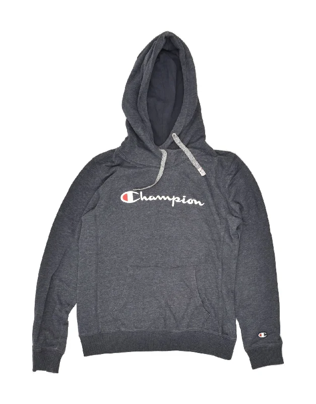 CHAMPION Womens Graphic Hoodie Jumper UK 14 Medium Grey Cotton Hoodie with Cuffed Sleeves Snug Secure CHAMPION Womens Graphic Hoodie Jumper UK 14 Medium Grey Cotton Hoodie with Cuffed Sleeves Snug Secure