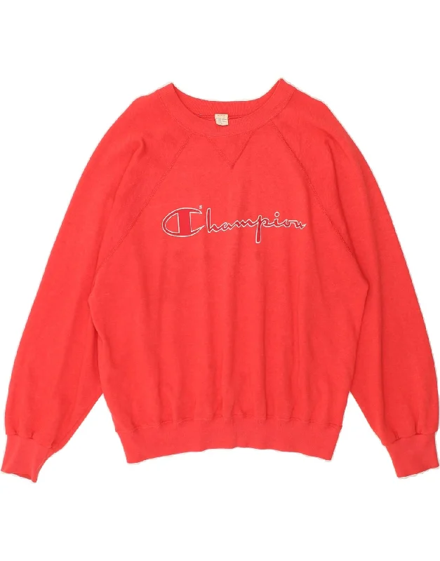 CHAMPION Womens Graphic Hoodie Jumper UK 14 Medium Red Cotton Hoodie with Print Artistic Unique CHAMPION Womens Graphic Hoodie Jumper UK 14 Medium Red Cotton Hoodie with Print Artistic Unique