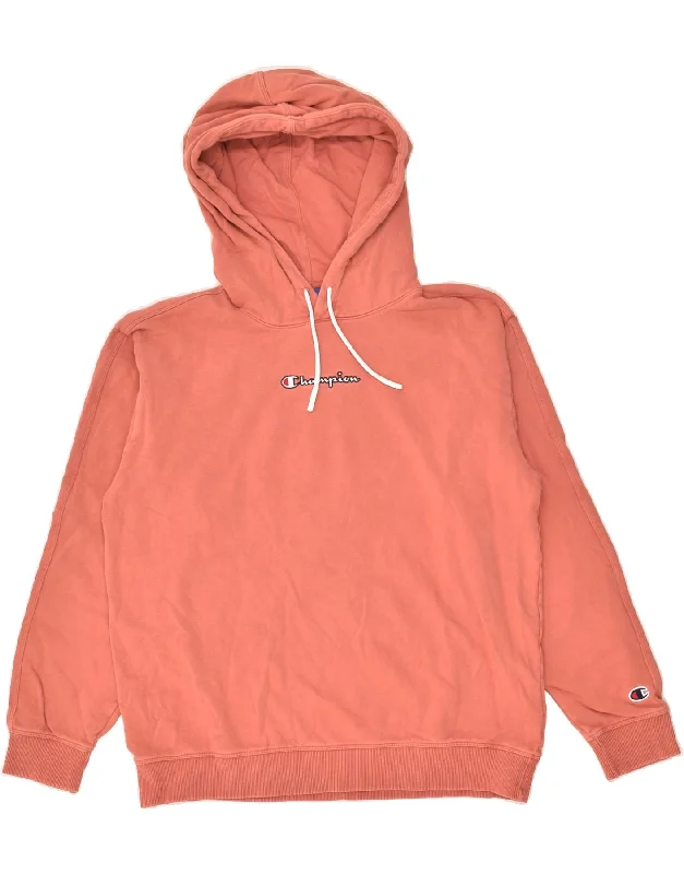 CHAMPION Womens Graphic Hoodie Jumper UK 16 Large Orange Cotton Hoodie with Tie-Dye Psychedelic Retro CHAMPION Womens Graphic Hoodie Jumper UK 16 Large Orange Cotton Hoodie with Tie-Dye Psychedelic Retro
