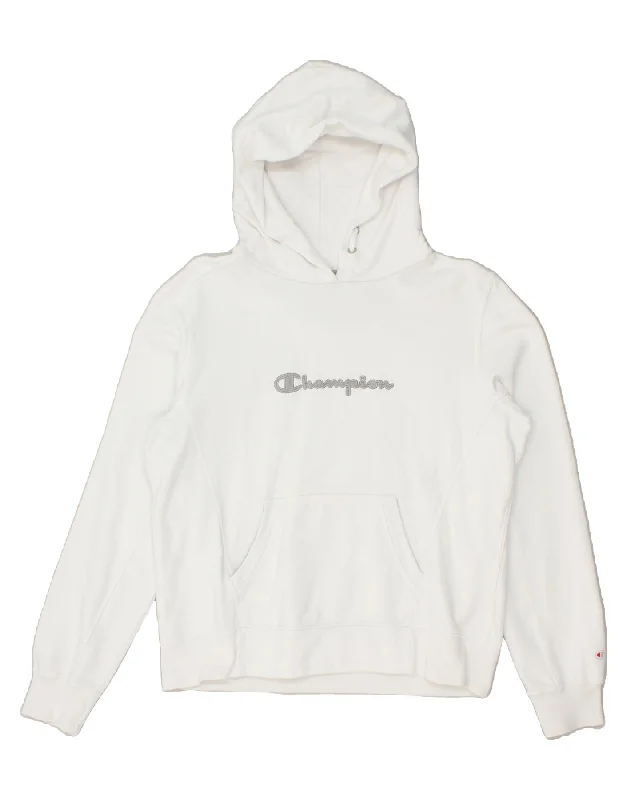 CHAMPION Womens Heritage Classics Graphic Hoodie Jumper UK 18 XL White Hoodie with Hidden Zipper Minimalist Clean CHAMPION Womens Heritage Classics Graphic Hoodie Jumper UK 18 XL White Hoodie with Hidden Zipper Minimalist Clean