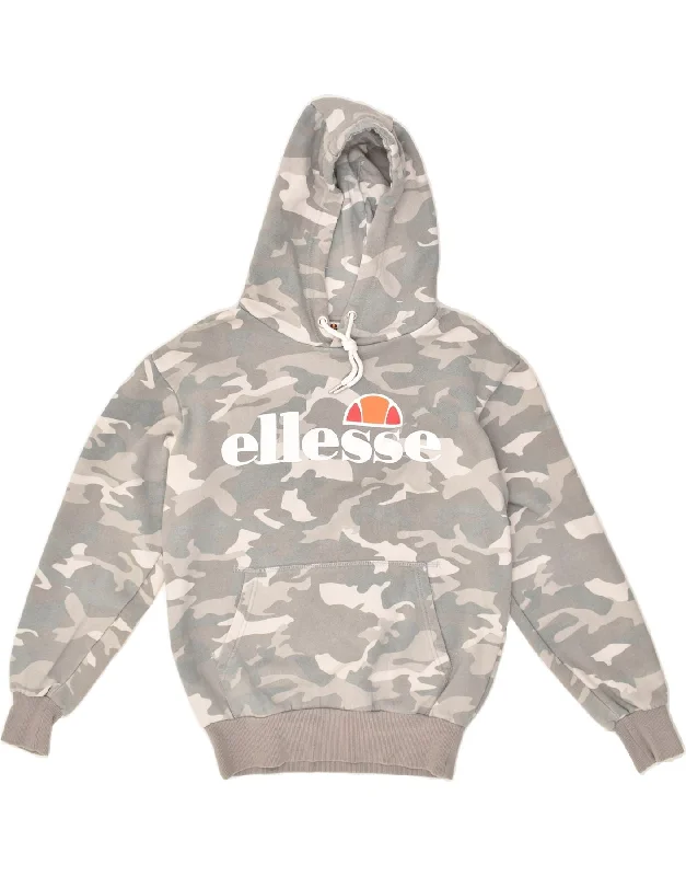 ELLESSE Womens Graphic Hoodie Jumper UK 8 Small Grey Camouflage Cotton Hoodie Dress Longline Feminine ELLESSE Womens Graphic Hoodie Jumper UK 8 Small Grey Camouflage Cotton Hoodie Dress Longline Feminine