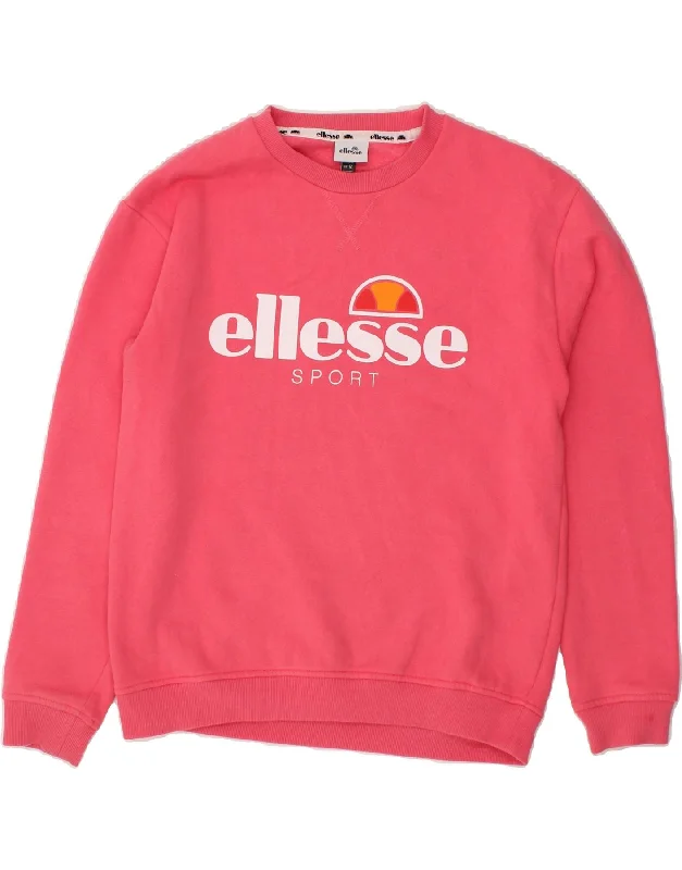 ELLESSE Womens Graphic Sweatshirt Jumper UK 12 Medium Pink Cotton Hoodie with Neon Bright Vibrant ELLESSE Womens Graphic Sweatshirt Jumper UK 12 Medium Pink Cotton Hoodie with Neon Bright Vibrant
