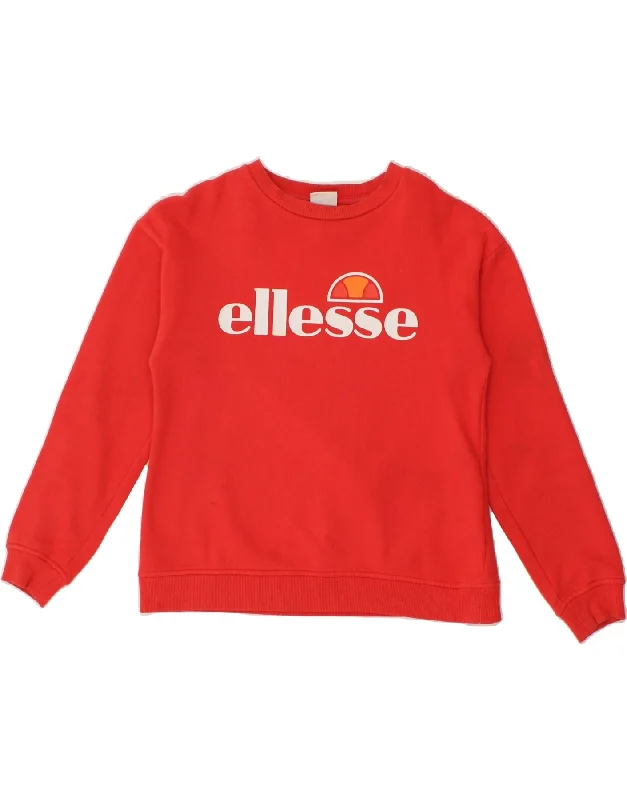 ELLESSE Womens Graphic Sweatshirt Jumper UK 6 XS Red Cotton Cotton Hoodie Fleece Lining Warmth ELLESSE Womens Graphic Sweatshirt Jumper UK 6 XS Red Cotton Cotton Hoodie Fleece Lining Warmth