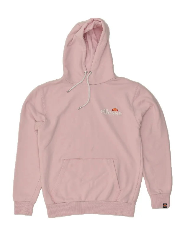 ELLESSE Womens Hoodie Jumper UK 16 Large Pink Cotton Hoodie with Pocket Utility Practical ELLESSE Womens Hoodie Jumper UK 16 Large Pink Cotton Hoodie with Pocket Utility Practical