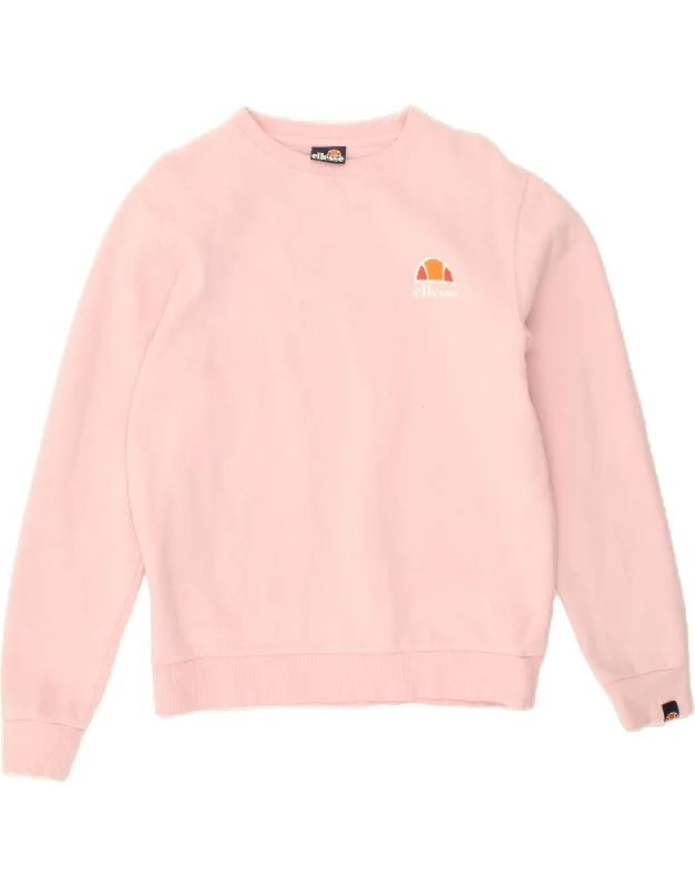 ELLESSE Womens Loose Fit Graphic Sweatshirt Jumper UK 10 Small Pink Hoodie with Lace Feminine Delicate ELLESSE Womens Loose Fit Graphic Sweatshirt Jumper UK 10 Small Pink Hoodie with Lace Feminine Delicate