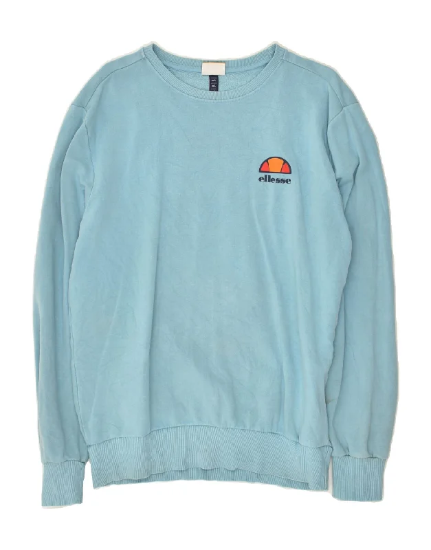 ELLESSE Womens Sweatshirt Jumper UK 16 Large Blue Cotton Hoodie with Hem Detail Decorative Unique ELLESSE Womens Sweatshirt Jumper UK 16 Large Blue Cotton Hoodie with Hem Detail Decorative Unique