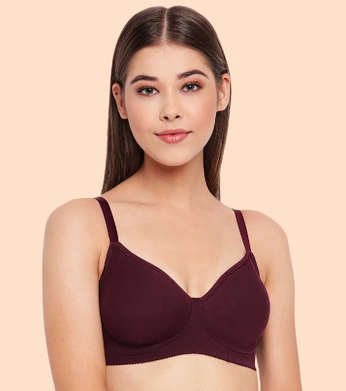 Enamor Fab-Cool A042 Side Support Shaper  Stretch Cotton Everyday Bra for Women- High Coverage, Non Padded and Wirefree - Purple Adjustable Comfort Bra